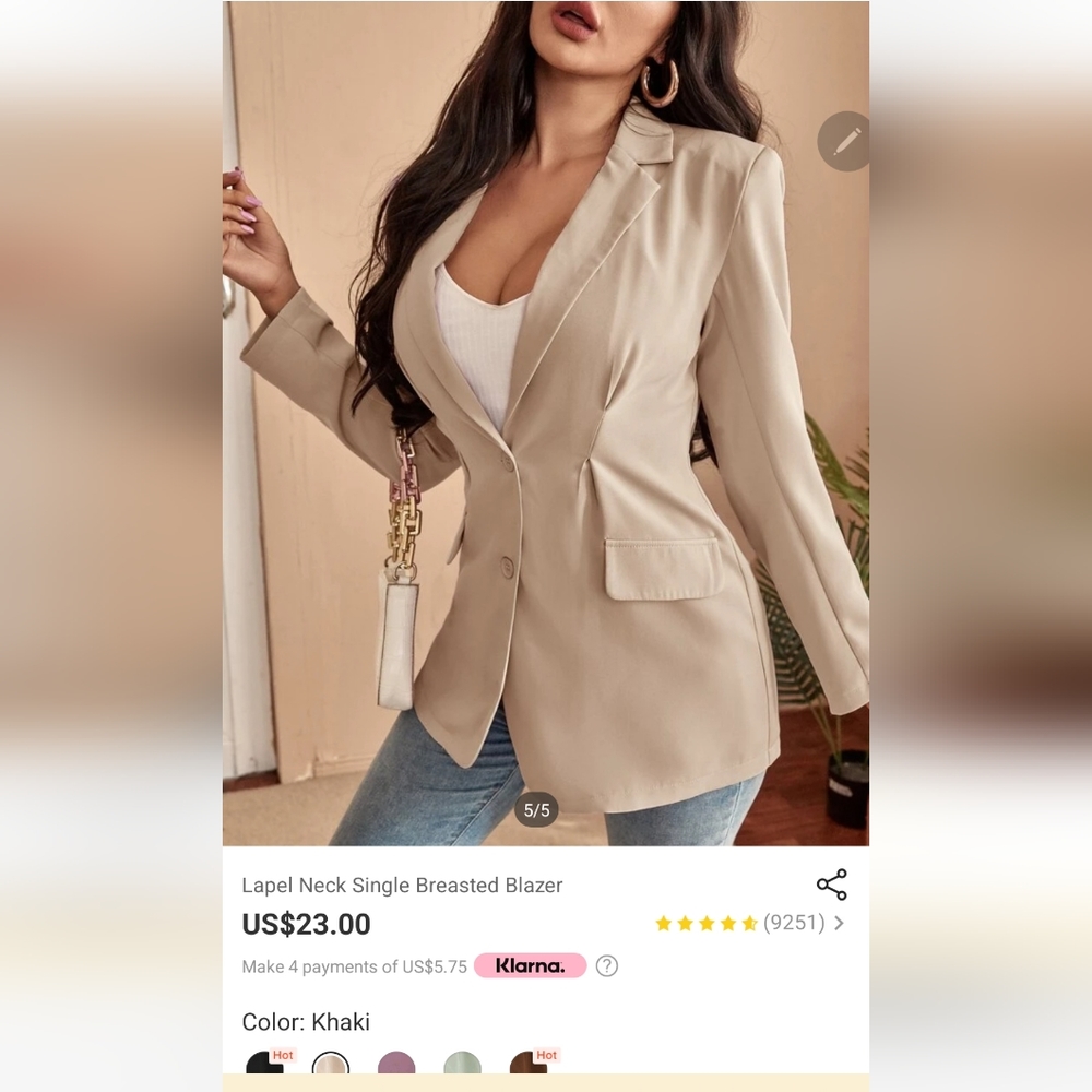 Shein - Lapel Neck Single Breasted Blazer